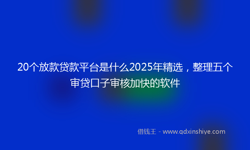 20个放款贷款平台是什么2025年精选，整理五个审贷口子审核加快的软件