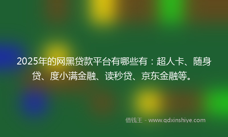 2025年的网黑贷款平台有哪些有：超人卡、随身贷、度小满金融、读秒贷、京东金融等。