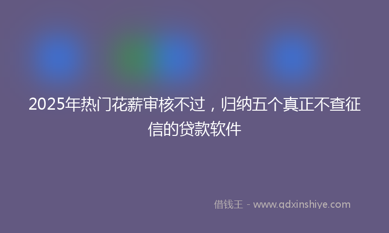 2025年热门花薪审核不过，归纳五个真正不查征信的贷款软件