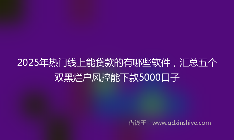 2025年热门线上能贷款的有哪些软件，汇总五个双黑烂户风控能下款5000口子