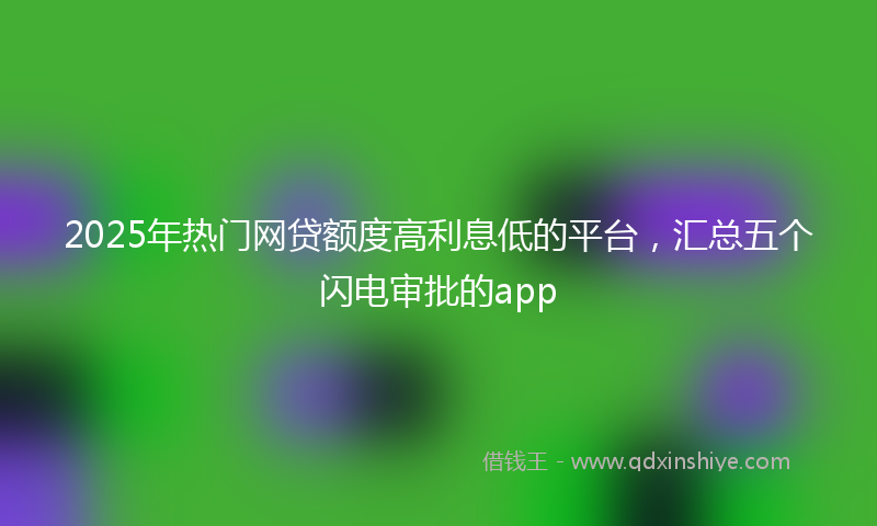 2025年热门网贷额度高利息低的平台，汇总五个闪电审批的app