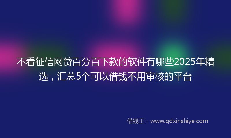 不看征信网贷百分百下款的软件有哪些2025年精选，汇总5个可以借钱不用审核的平台