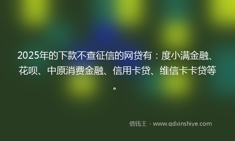 2025年的下款不查征信的网贷有：度小满金融、花呗、中原消费金融、信用卡贷、维信卡卡贷等。