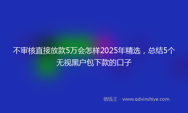 不审核直接放款5万会怎样2025年精选，总结5个无视黑户包下款的口子