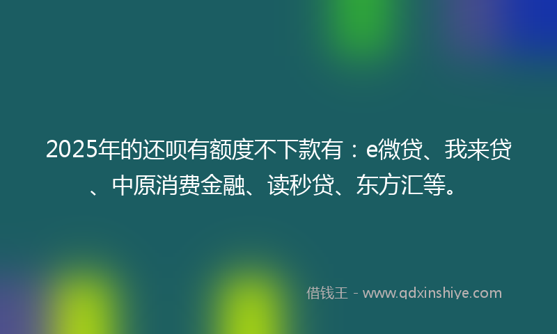 2025年的还呗有额度不下款有：e微贷、我来贷、中原消费金融、读秒贷、东方汇等。