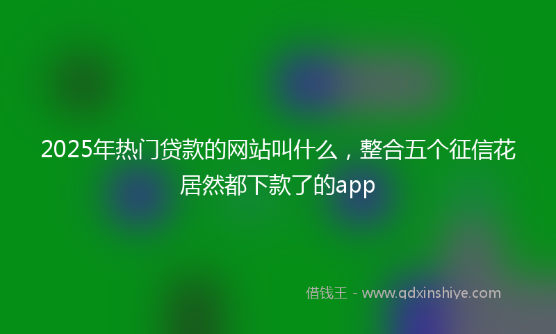 2025年热门贷款的网站叫什么，整合五个征信花居然都下款了的app