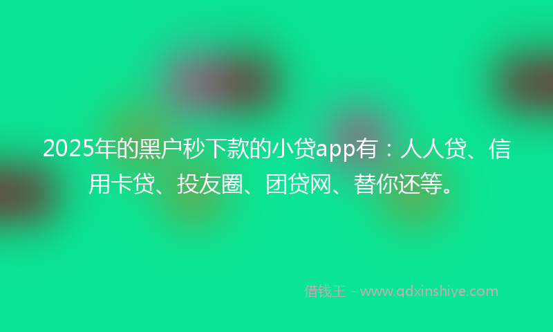 2025年的黑户秒下款的小贷app有：人人贷、信用卡贷、投友圈、团贷网、替你还等。