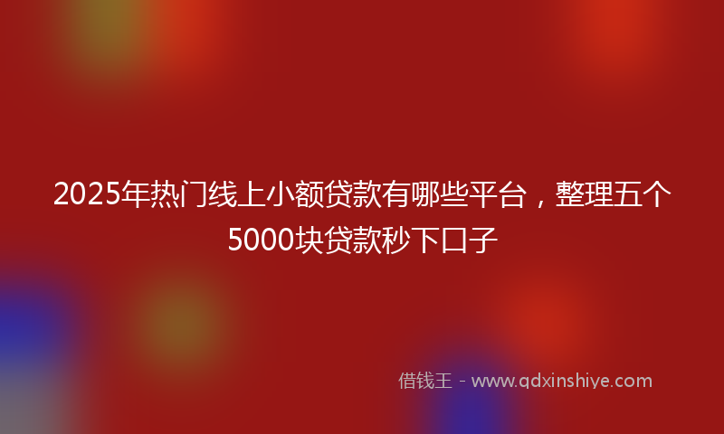 2025年热门线上小额贷款有哪些平台，整理五个5000块贷款秒下口子