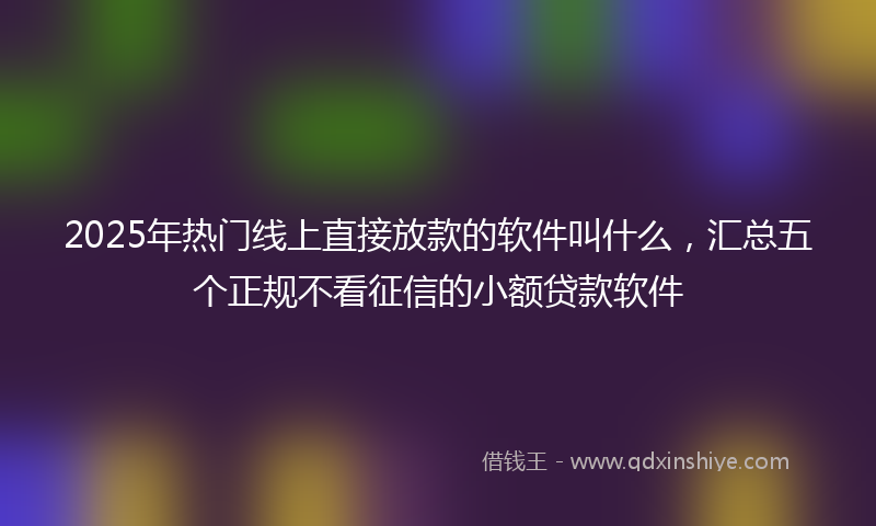 2025年热门线上直接放款的软件叫什么，汇总五个正规不看征信的小额贷款软件
