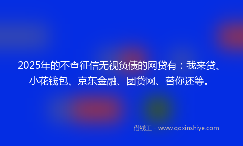 2025年的不查征信无视负债的网贷有：我来贷、小花钱包、京东金融、团贷网、替你还等。