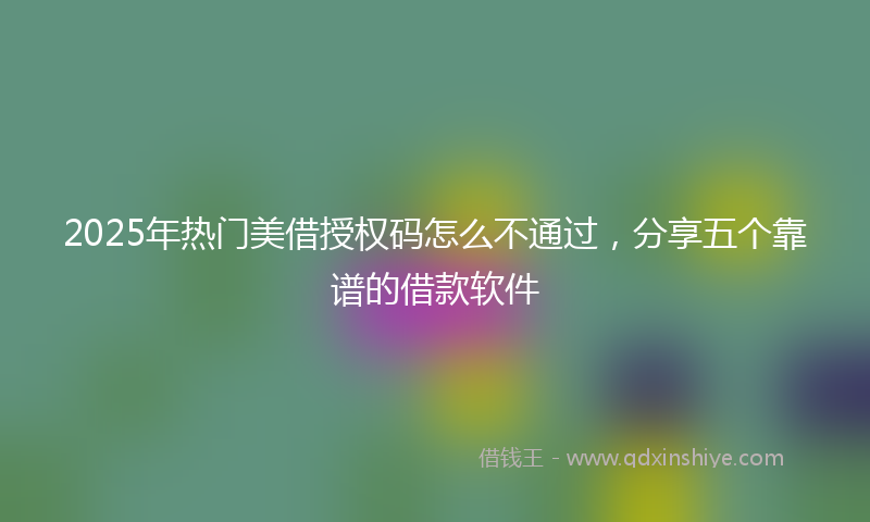 2025年热门美借授权码怎么不通过，分享五个靠谱的借款软件