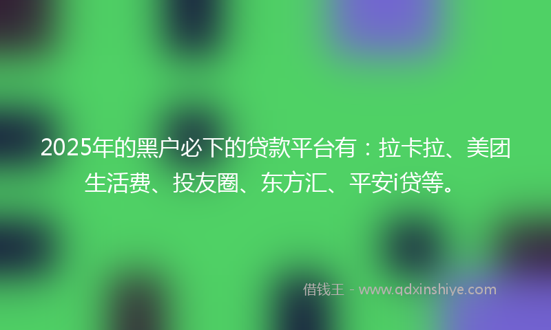 2025年的黑户必下的贷款平台有：拉卡拉、美团生活费、投友圈、东方汇、平安i贷等。