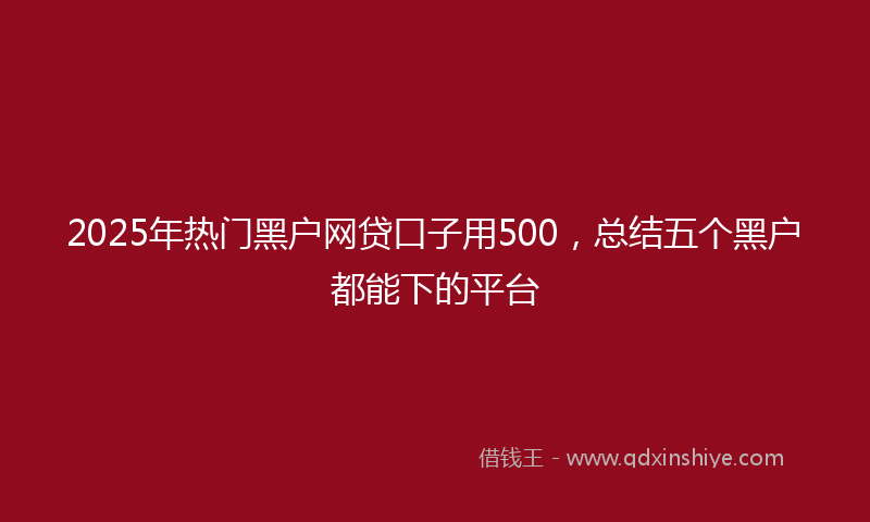 2025年热门黑户网贷口子用500，总结五个黑户都能下的平台