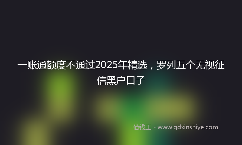 一账通额度不通过2025年精选，罗列五个无视征信黑户口子