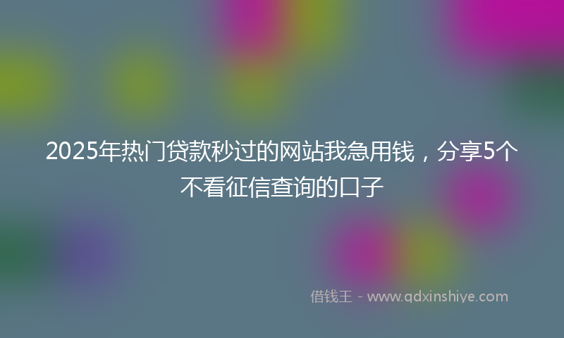 2025年热门贷款秒过的网站我急用钱，分享5个不看征信查询的口子