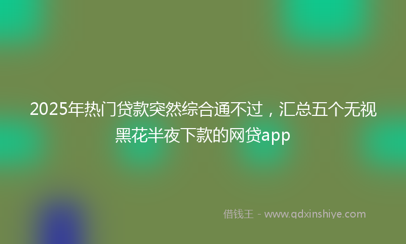 2025年热门贷款突然综合通不过，汇总五个无视黑花半夜下款的网贷app