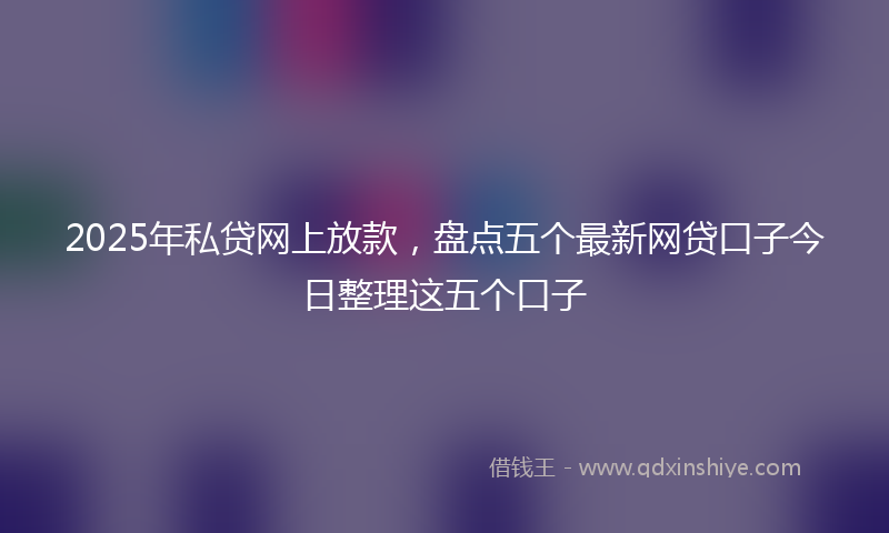 2025年私贷网上放款，盘点五个最新网贷口子今日整理这五个口子
