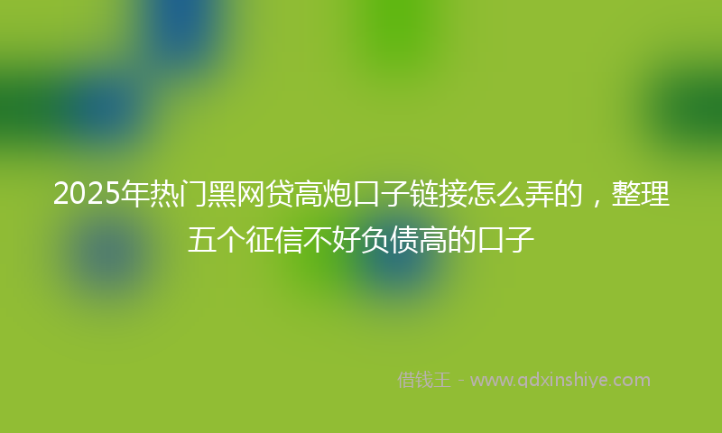 2025年热门黑网贷高炮口子链接怎么弄的，整理五个征信不好负债高的口子