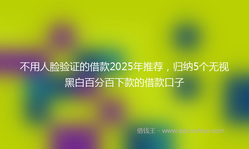 不用人脸验证的借款2025年推荐，归纳5个无视黑白百分百下款的借款口子