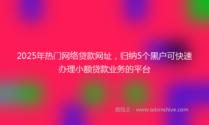 2025年热门网络贷款网址，归纳5个黑户可快速办理小额贷款业务的平台