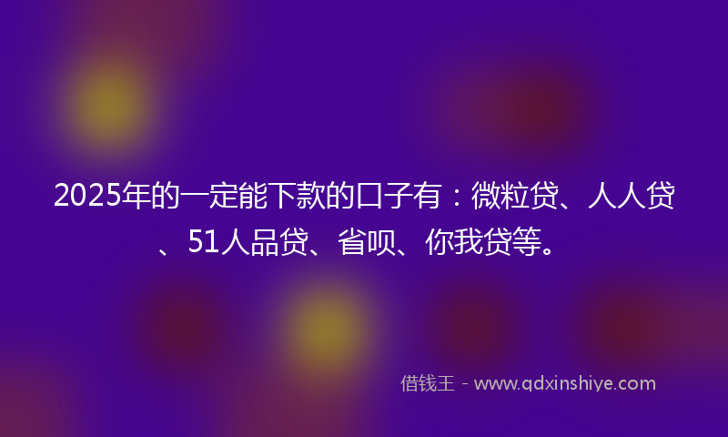 2025年的一定能下款的口子有：微粒贷、人人贷、51人品贷、省呗、你我贷等。