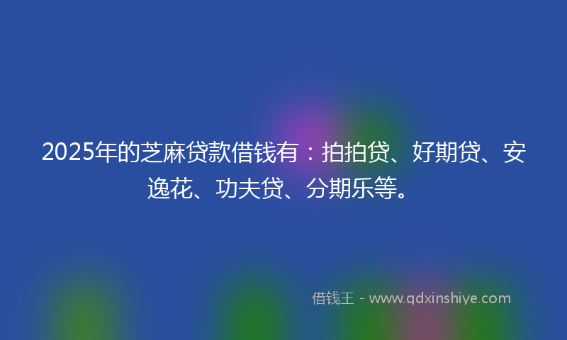 2025年的芝麻贷款借钱有：拍拍贷、好期贷、安逸花、功夫贷、分期乐等。