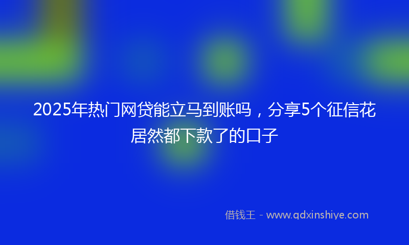 2025年热门网贷能立马到账吗，分享5个征信花居然都下款了的口子