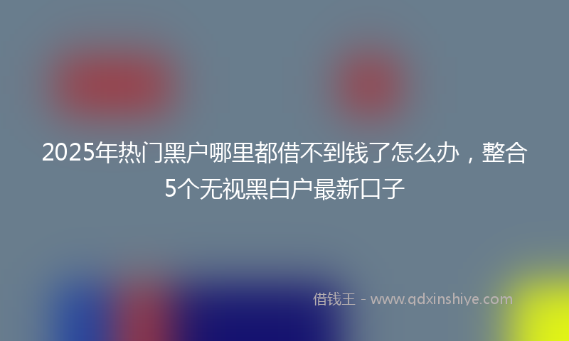 2025年热门黑户哪里都借不到钱了怎么办，整合5个无视黑白户最新口子