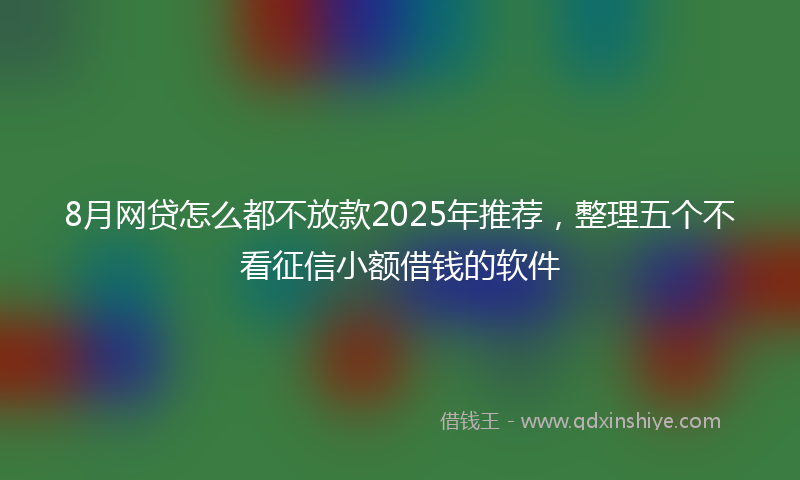 8月网贷怎么都不放款2025年推荐，整理五个不看征信小额借钱的软件