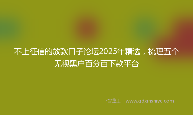 不上征信的放款口子论坛2025年精选，梳理五个无视黑户百分百下款平台