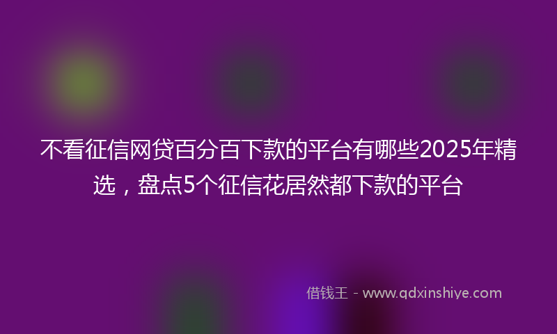 不看征信网贷百分百下款的平台有哪些2025年精选，盘点5个征信花居然都下款的平台