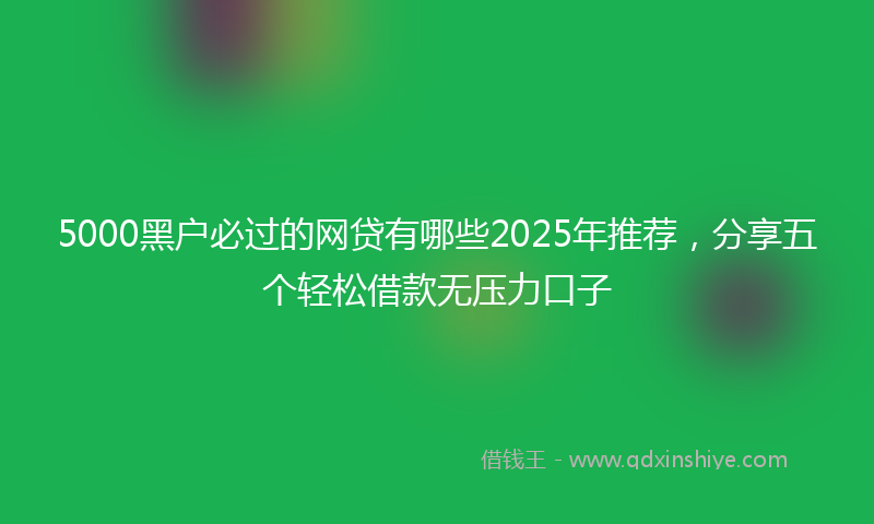 5000黑户必过的网贷有哪些2025年推荐，分享五个轻松借款无压力口子