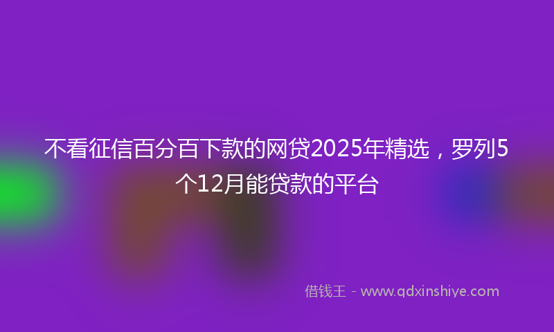不看征信百分百下款的网贷2025年精选，罗列5个12月能贷款的平台