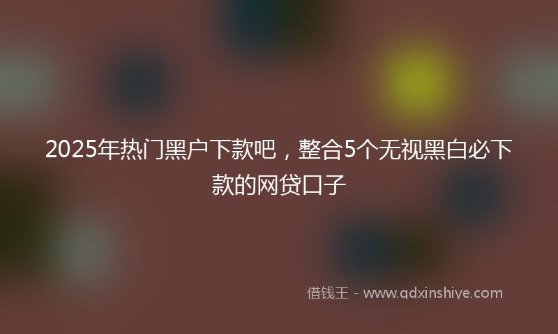 2025年热门黑户下款吧，整合5个无视黑白必下款的网贷口子