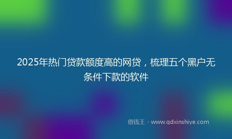 2025年热门贷款额度高的网贷，梳理五个黑户无条件下款的软件
