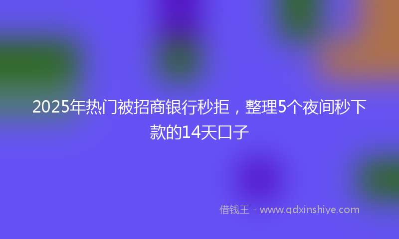2025年热门被招商银行秒拒，整理5个夜间秒下款的14天口子