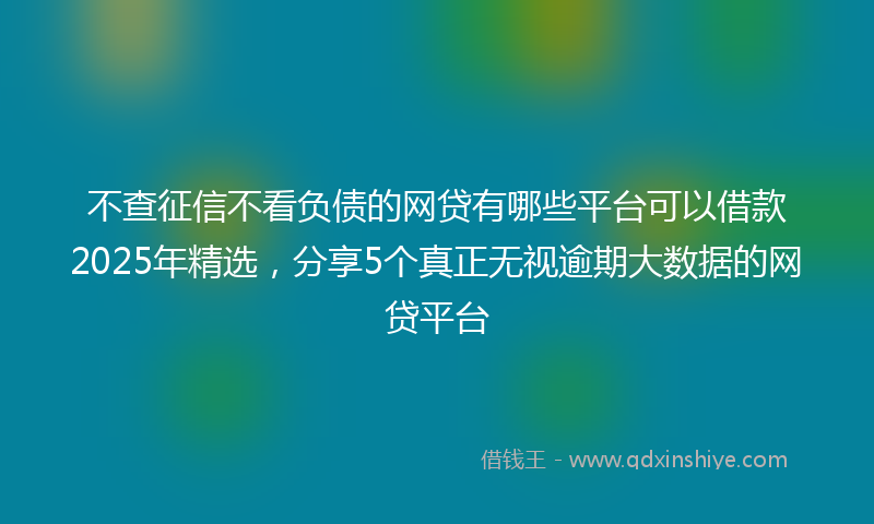 不查征信不看负债的网贷有哪些平台可以借款2025年精选，分享5个真正无视逾期大数据的网贷平台
