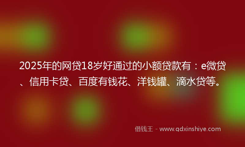2025年的网贷18岁好通过的小额贷款有：e微贷、信用卡贷、百度有钱花、洋钱罐、滴水贷等。