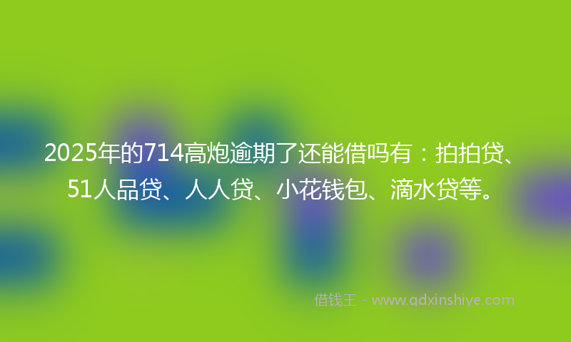 2025年的714高炮逾期了还能借吗有：拍拍贷、51人品贷、人人贷、小花钱包、滴水贷等。