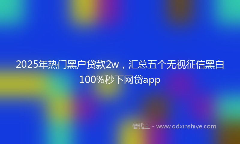 2025年热门黑户贷款2w，汇总五个无视征信黑白100%秒下网贷app