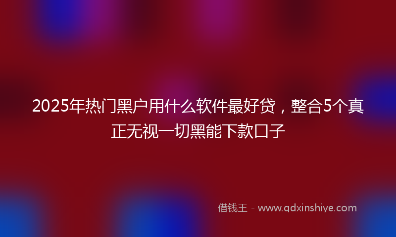 2025年热门黑户用什么软件最好贷，整合5个真正无视一切黑能下款口子