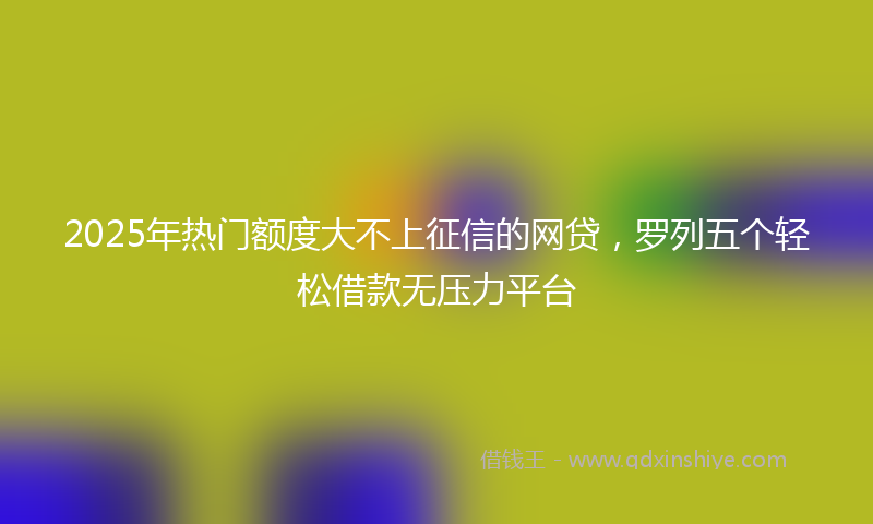 2025年热门额度大不上征信的网贷，罗列五个轻松借款无压力平台