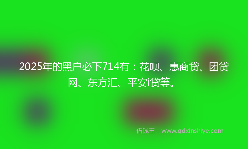 2025年的黑户必下714有：花呗、惠商贷、团贷网、东方汇、平安i贷等。
