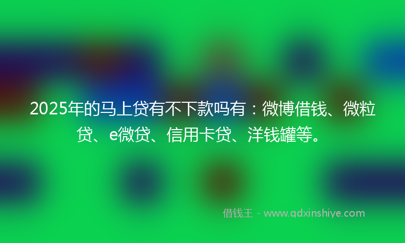 2025年的马上贷有不下款吗有：微博借钱、微粒贷、e微贷、信用卡贷、洋钱罐等。