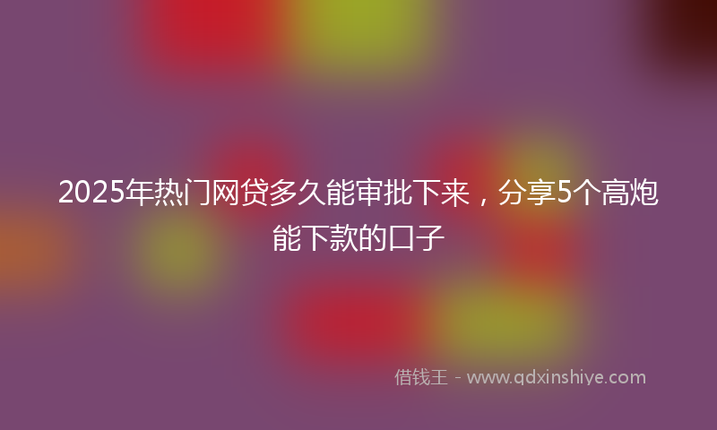 2025年热门网贷多久能审批下来，分享5个高炮能下款的口子