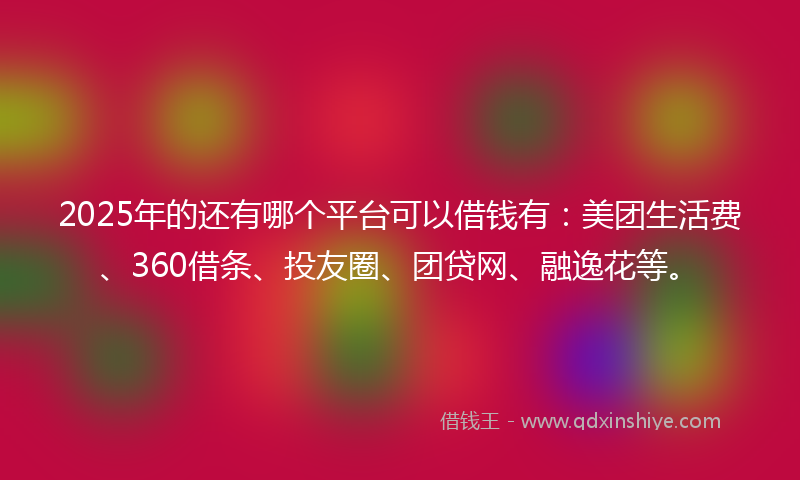 2025年的还有哪个平台可以借钱有：美团生活费、360借条、投友圈、团贷网、融逸花等。
