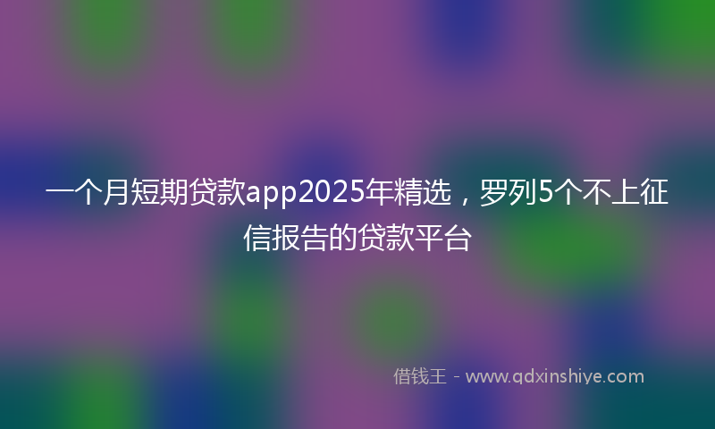 一个月短期贷款app2025年精选，罗列5个不上征信报告的贷款平台