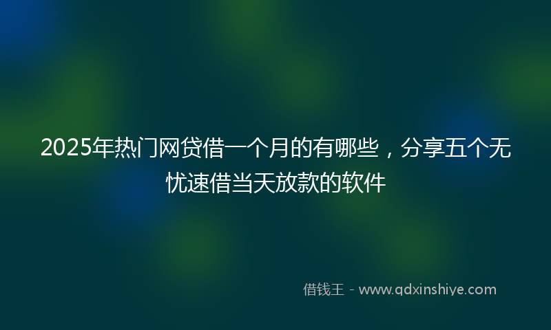 2025年热门网贷借一个月的有哪些，分享五个无忧速借当天放款的软件