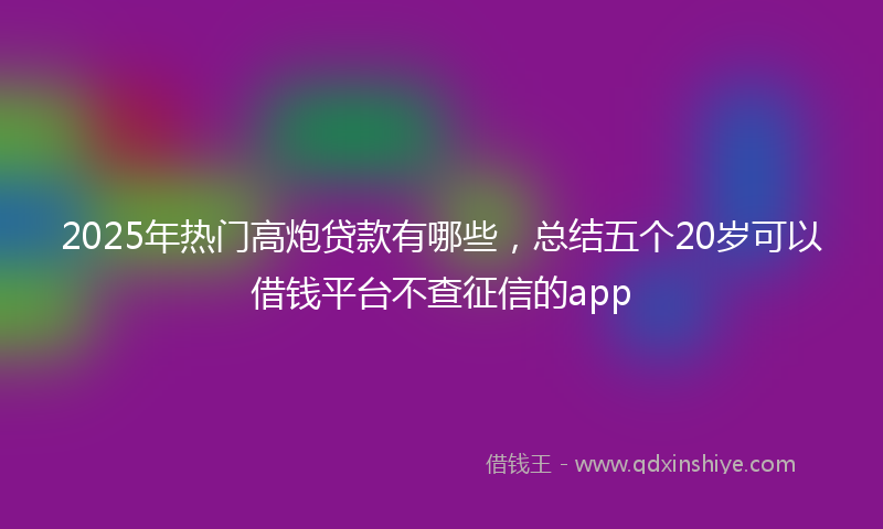 2025年热门高炮贷款有哪些,总结五个20岁可以借钱平台不查征信的app