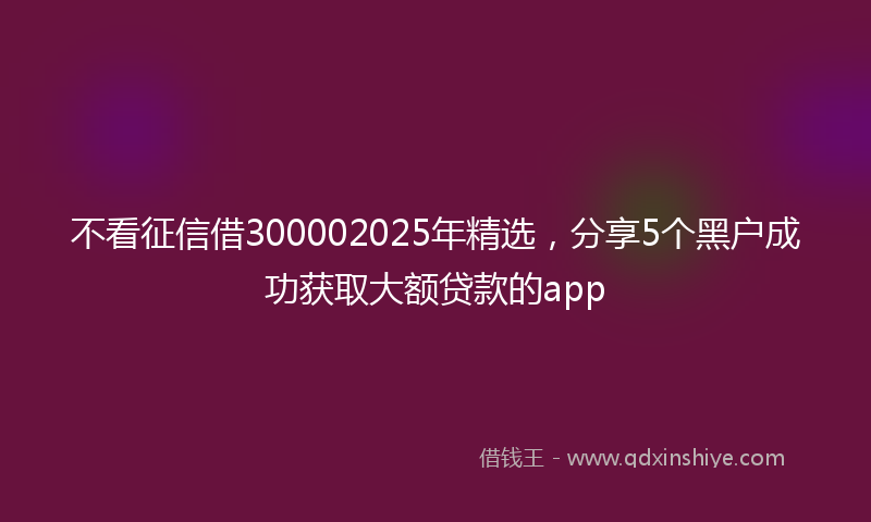 不看征信借300002025年精选，分享5个黑户成功获取大额贷款的app